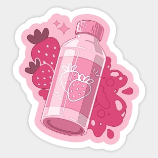 The cute pink strawberry milk bottle Sticker